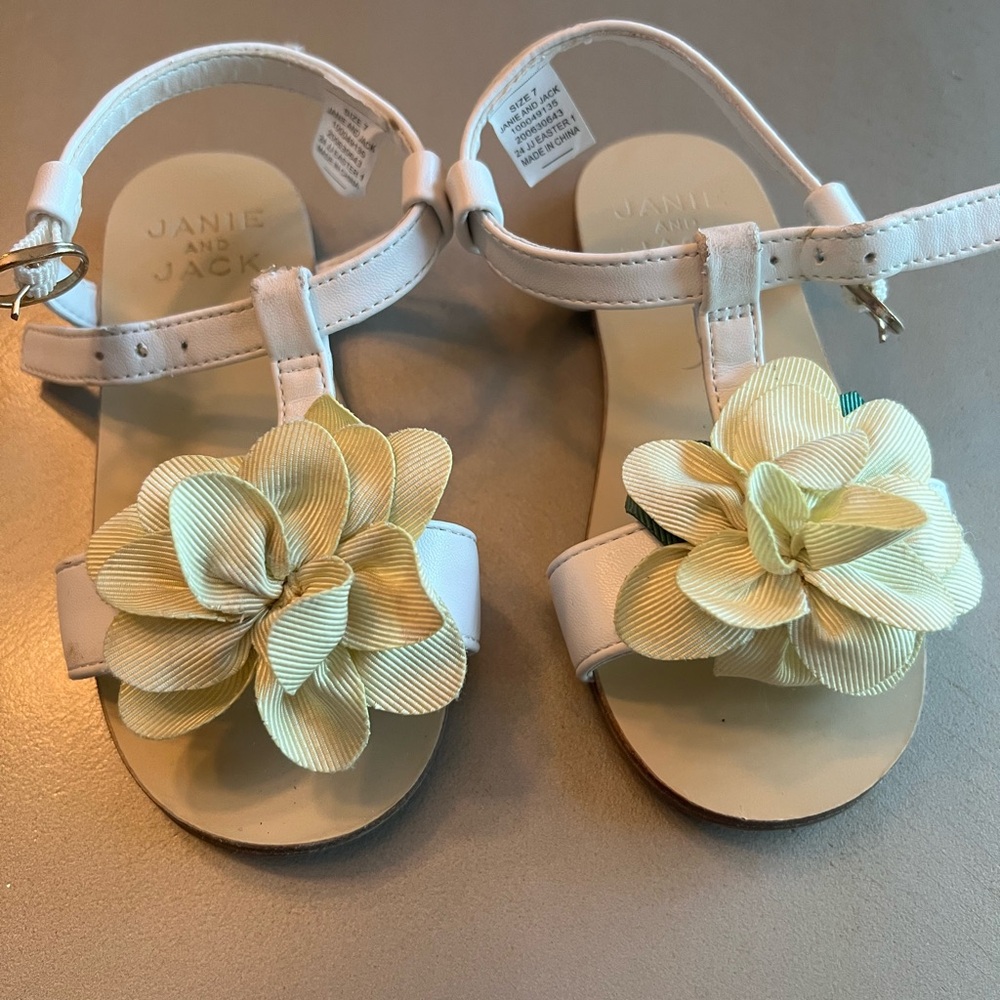 Janie and Jack Yellow Sandals with Floral Design